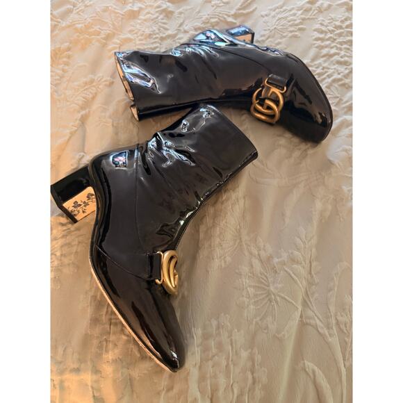 Gucci GG Marmont Patent Leather Ankle Boots size 38.5 (8.5) - Picture 2 of 7